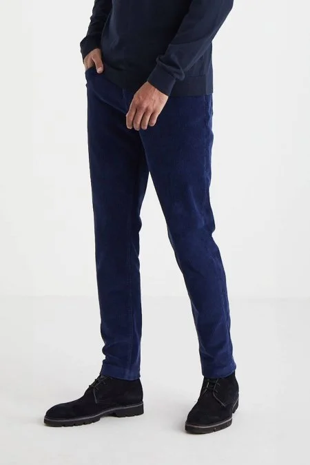 Koyu Mavi 5 Cep Kadife Pantolon