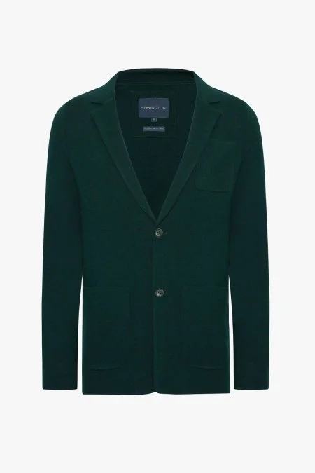 Extrafine Merino Koyu Yeşil Triko Blazer Ceket