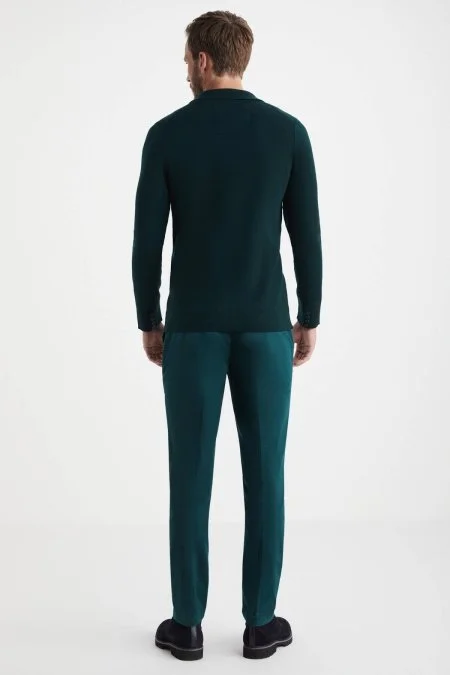 Extrafine Merino Koyu Yeşil Triko Blazer Ceket