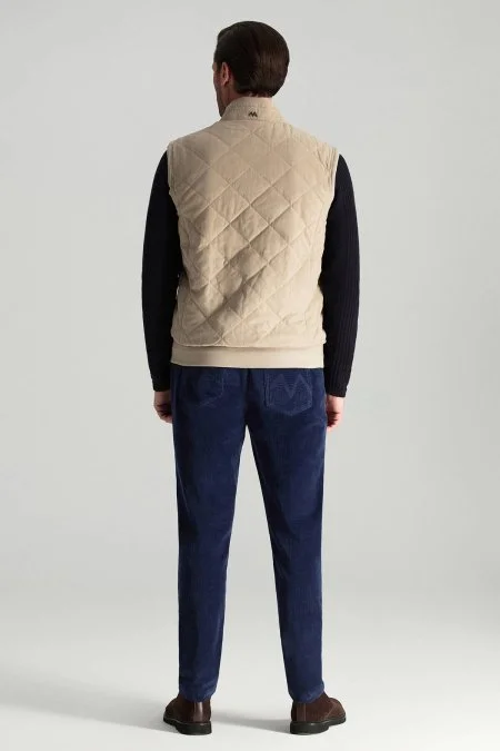 Krem Rengi Kapitone Yelek