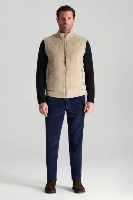 Krem Rengi Kapitone Yelek