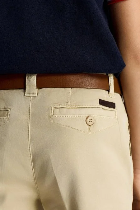 Krem Rengi Yazlık Çocuk Chino Pantolon