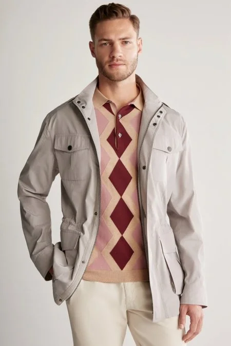 Kum Rengi Pembe Baklava Desen Triko Polo