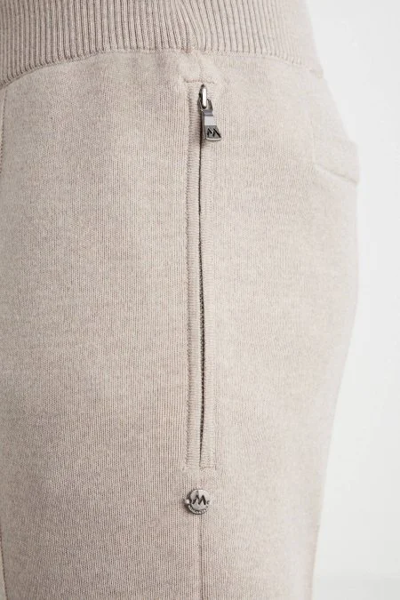 Kum Rengi Merino Yün Activewear Triko Pantolon