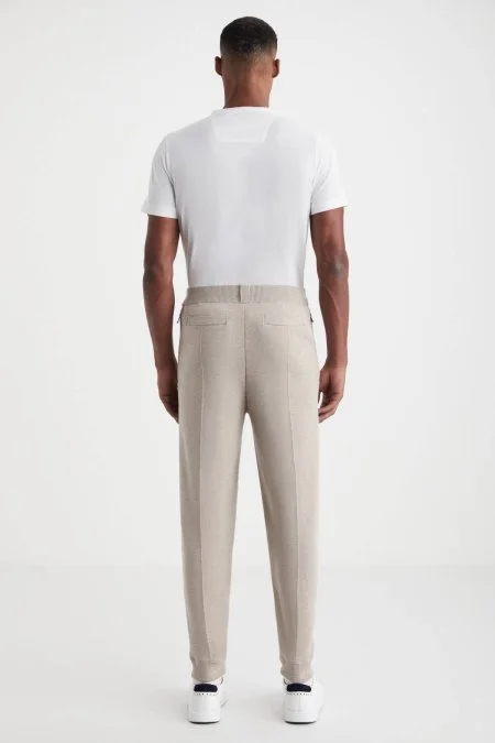 Kum Rengi Merino Yün Activewear Triko Pantolon