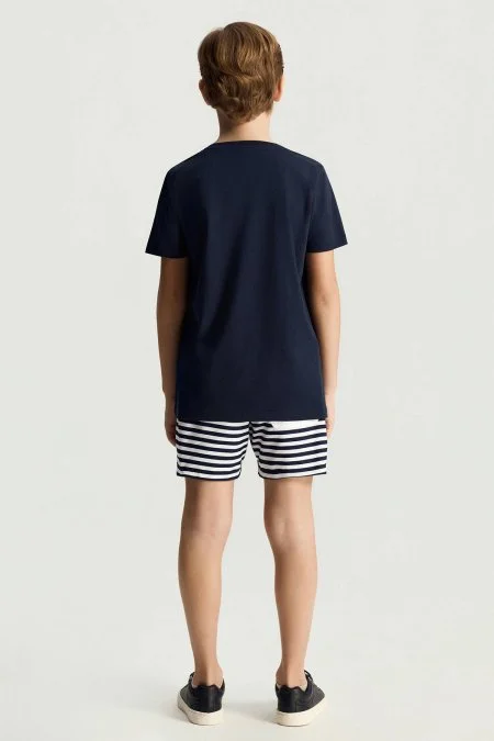 Lacivert Bisiklet Yaka Basic Çocuk T-Shirt