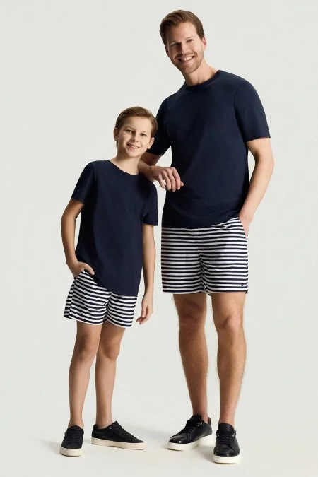 Lacivert Bisiklet Yaka Basic Çocuk T-Shirt