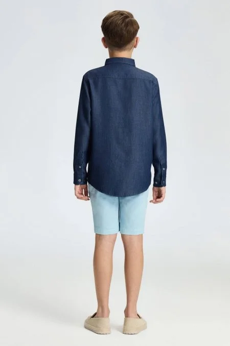 Lacivert Denim Çocuk Gömlek