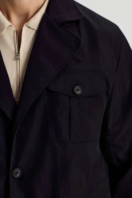 Lacivert Dört Cep İnce Mont