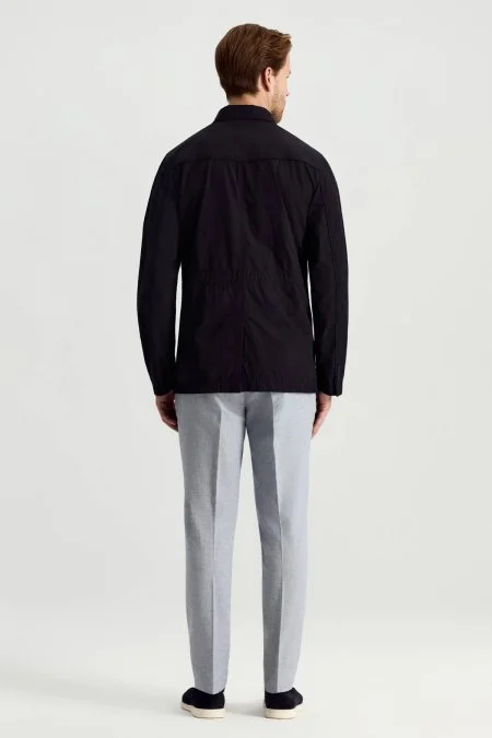 Lacivert Dört Cep İnce Mont