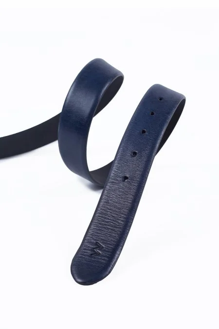 El Yapımı Lacivert Klasik Deri Kemer