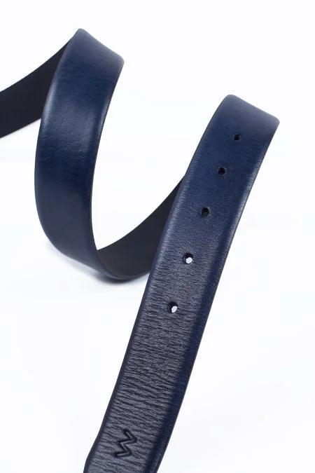 El Yapımı Lacivert Klasik Deri Kemer