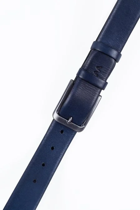 El Yapımı Lacivert Klasik Deri Kemer