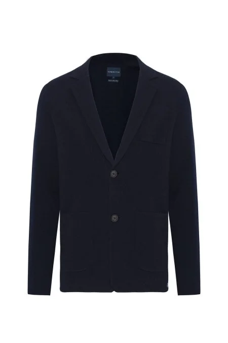 Extrafine Merino Lacivert Triko Blazer Ceket