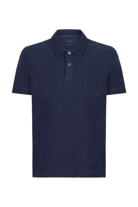 Lacivert Havlu Kumaş Polo Yaka T-Shirt
