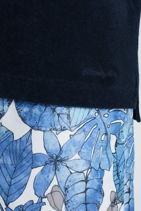 Lacivert Havlu Kumaş Polo Yaka T-Shirt