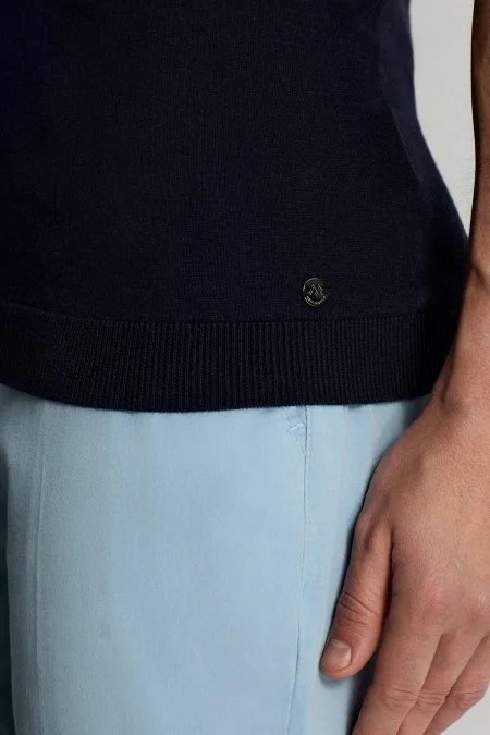 Kaşmir Pamuk Karışım Lacivert Triko Polo