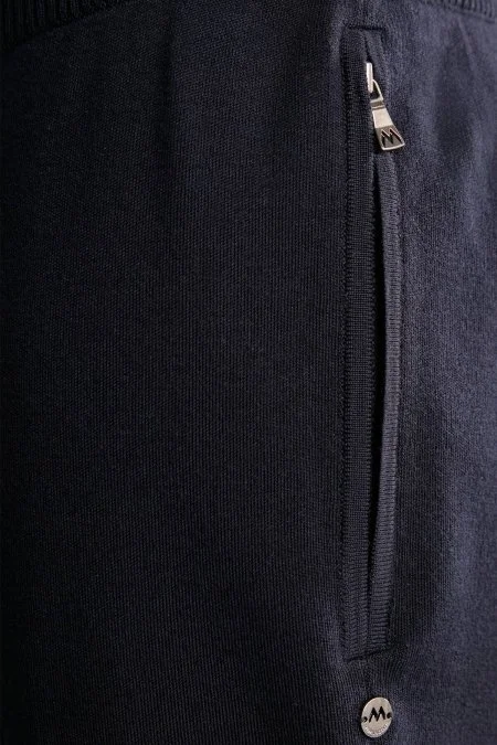 Lacivert Merino Yün Activewear Triko Pantolon