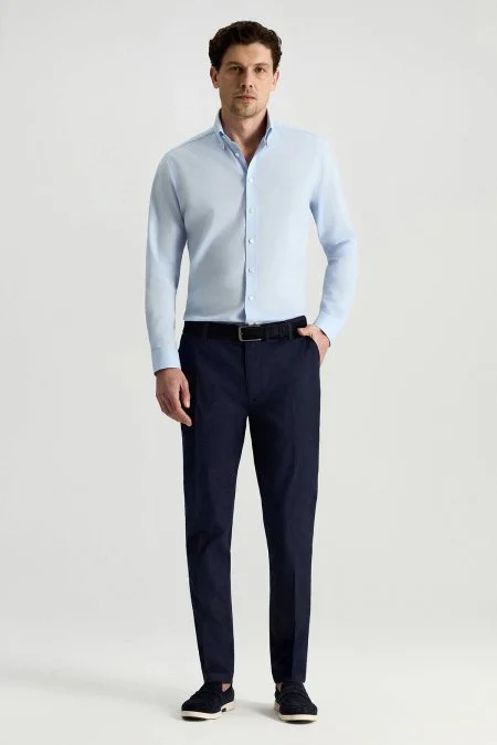 Lacivert Pamuk Karışım Yazlık Chino Pantolon