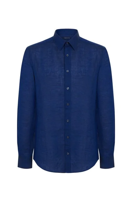 Lacivert Saf Keten Spor Gömlek