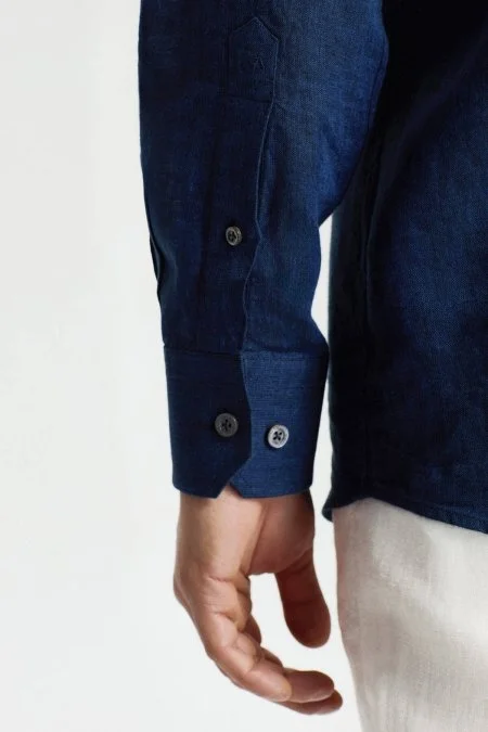 Lacivert Saf Keten Spor Gömlek