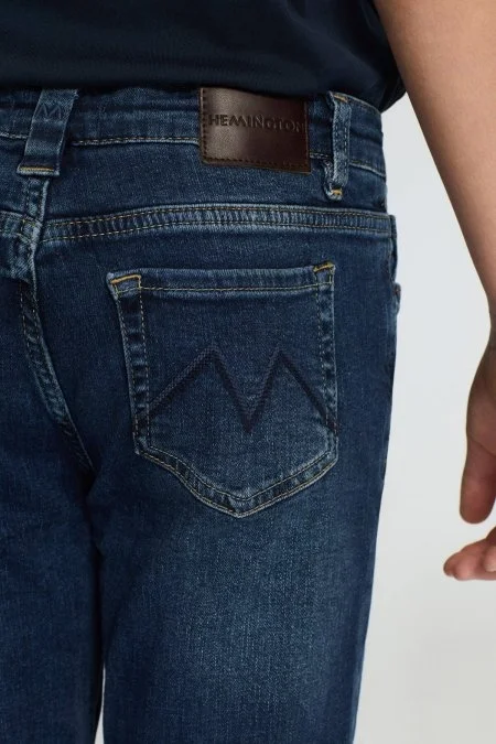 Lacivert Taşlanmış Denim Çocuk Pantolon