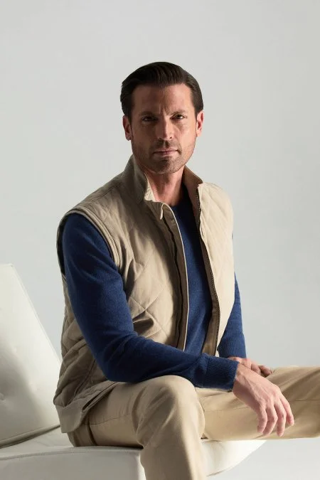 Lambswool Yünü Bisiklet Yaka Mavi Triko Kazak