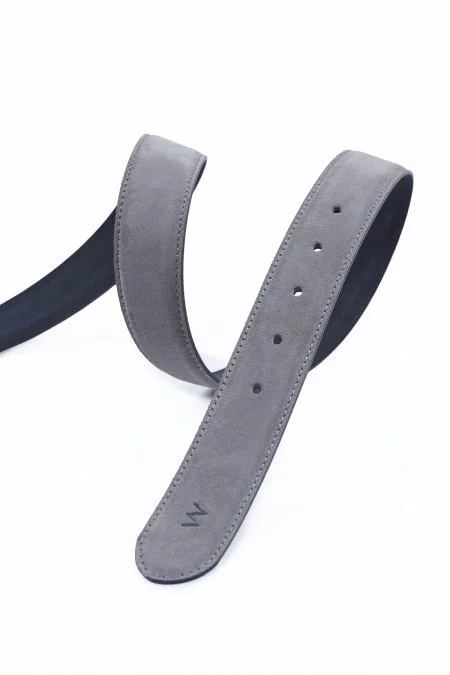 Açık Gri El Yapımı Süet Kemer