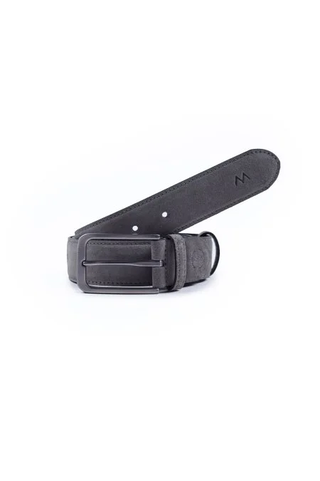 Açık Gri El Yapımı Süet Kemer