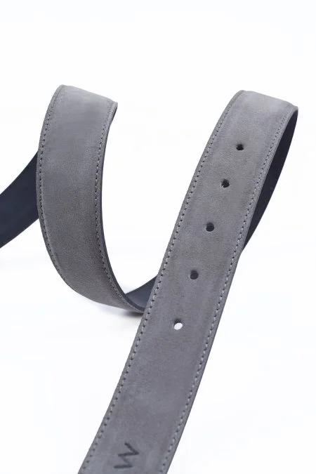 Açık Gri El Yapımı Süet Kemer