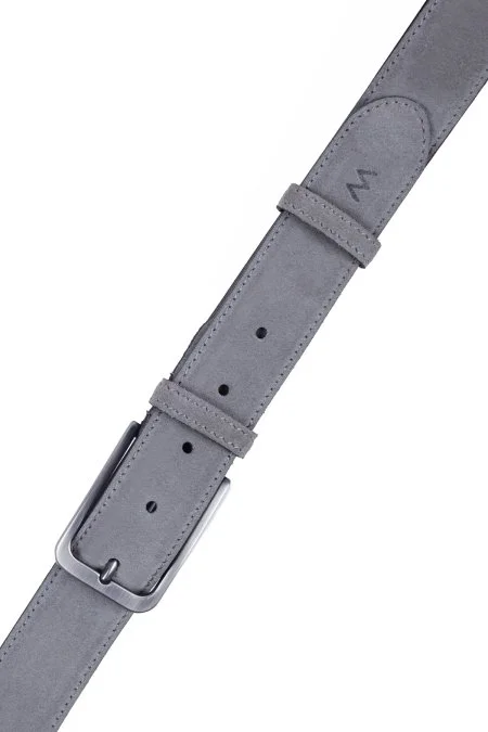 Açık Gri El Yapımı Süet Kemer