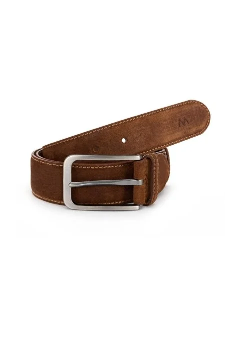 Koyu Kahverengi El Yapımı Süet Kemer