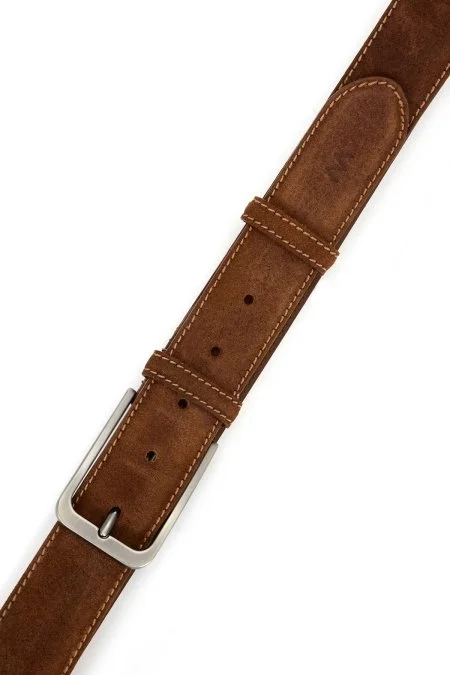 Koyu Kahverengi El Yapımı Süet Kemer