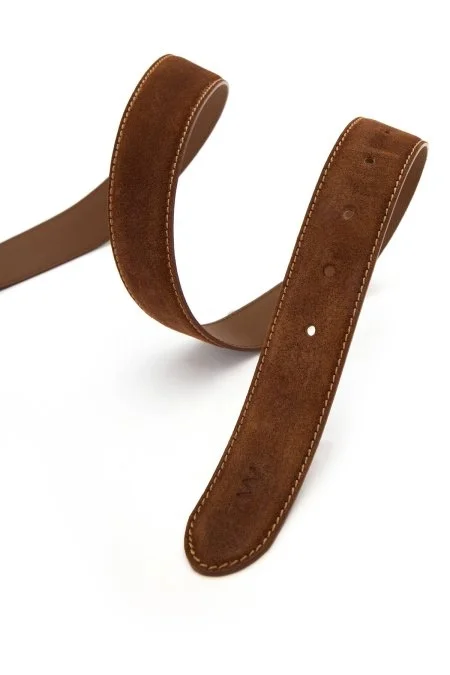 Koyu Kahverengi El Yapımı Süet Kemer