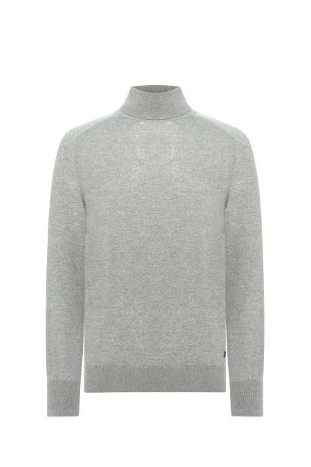 Lupetto Yaka Merino Yün Açık Gri Triko