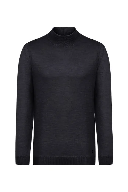 Lupetto Yaka Merino Yün Antrasit Triko