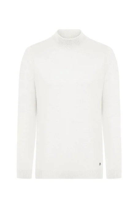 Lupetto Yaka Merino Yün Ekru Triko