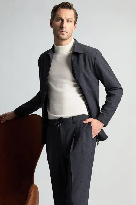 Lupetto Yaka Merino Yün Ekru Triko