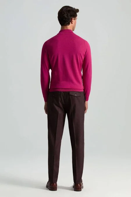 Lupetto Yaka Merino Yün Fuşya Triko