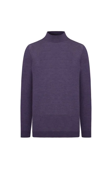 Lupetto Yaka Merino Yün Mor Triko