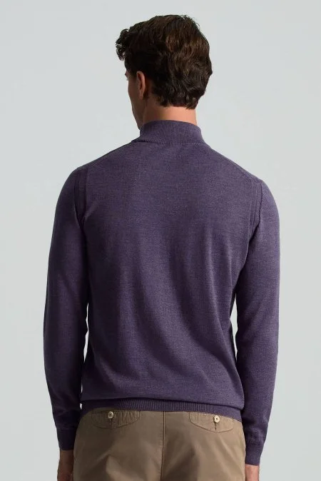 Lupetto Yaka Merino Yün Mor Triko