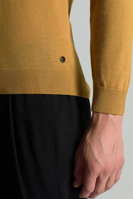 Lupetto Yaka Merino Yün Sarı Triko