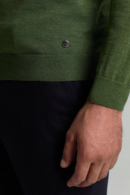 Lupetto Yaka Merino Yün Yeşil Triko