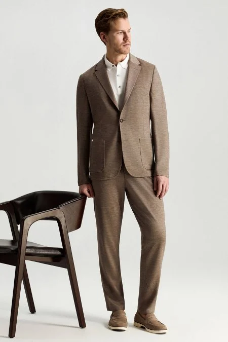 Lyocell Kumaş Kum Rengi Blazer Ceket