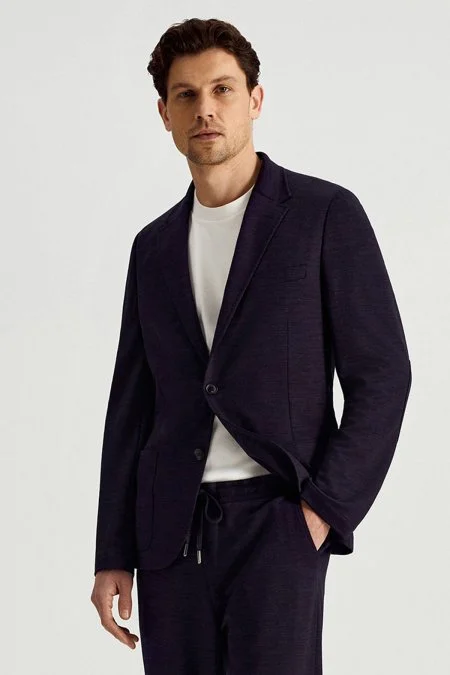 Lyocell Kumaş Lacivert Blazer Ceket