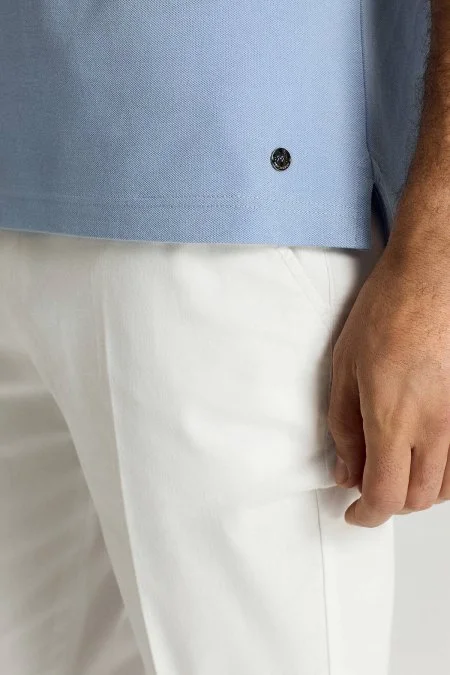 Lyocell Pamuk Kumaş Açık Mavi Polo Yaka T-Shirt