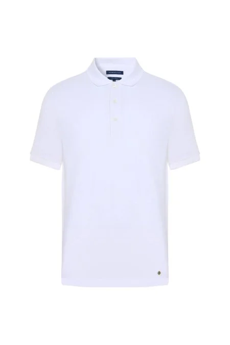 Lyocell Pamuk Kumaş Beyaz Polo Yaka T-Shirt
