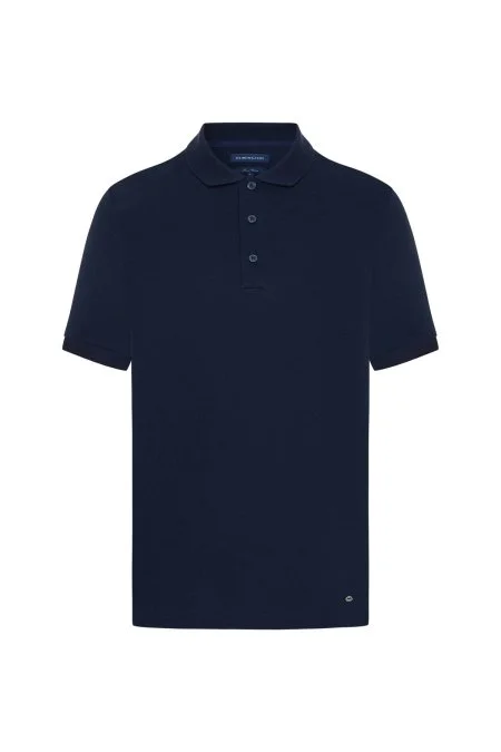 Lyocell Pamuk Kumaş Lacivert Polo Yaka T-Shirt