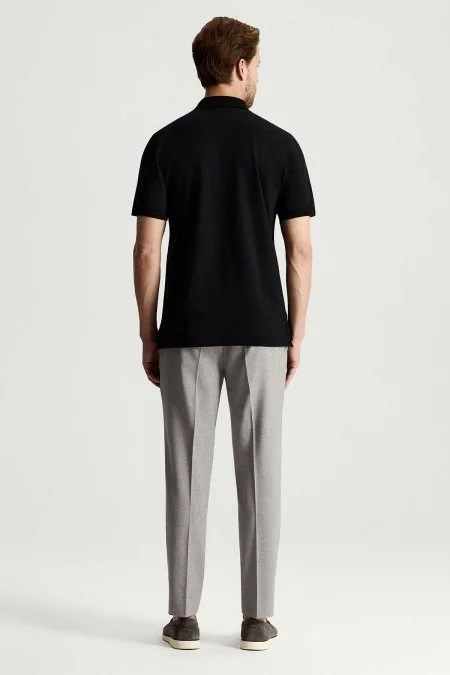 Lyocell Pamuk Kumaş Siyah Polo Yaka T-Shirt