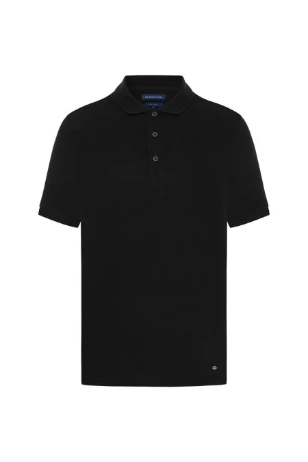 Lyocell Pamuk Kumaş Siyah Polo Yaka T-Shirt